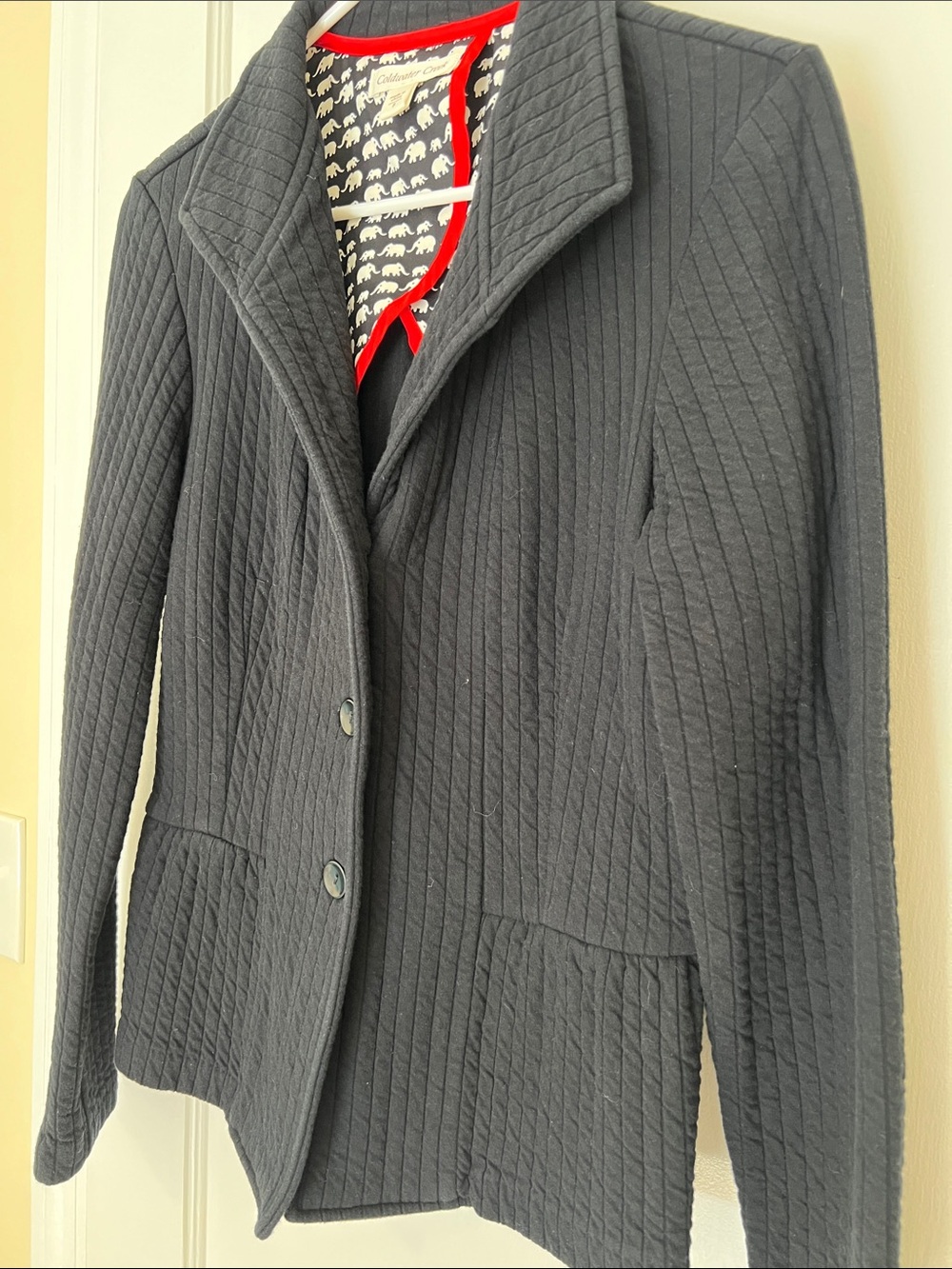 Coldwater Creek black quilted cotton sweater blazer